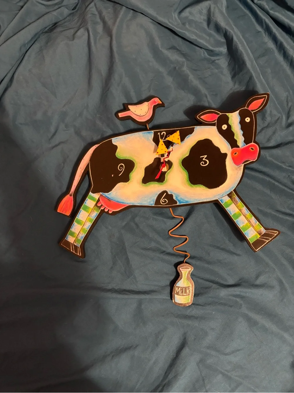 Whimsical Colorful Cow Wall Clock